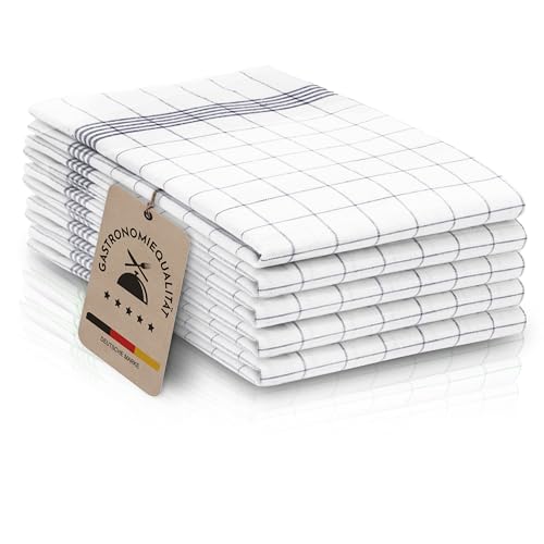 ZOLLNER 5er Set Geschirrtücher Baumwolle in 50x70 cm - super saugstarke und langlebige Küchentücher - waschbar bis 95°C – in grau weiß kariert - Gastronomiequalität - Oeko Tex® Zertifiziert von ZOLLNER