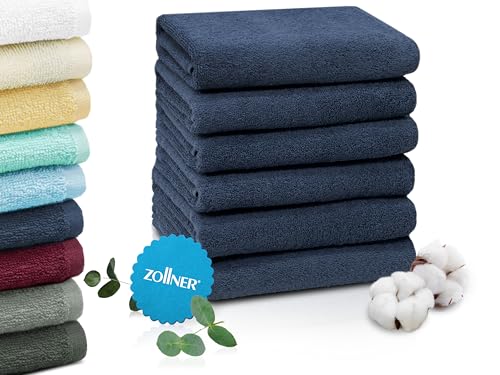 ZOLLNER 6er Set Handtücher in 50x100 cm - saugstarke und weiche Badetücher in dunkelblau - mit praktischem Aufhänger - waschbar bis 60°C - Baumwolle - Hotelqualität ZOLLNER 6er Set Handtücher in 50x100 cm - saugstarke und weiche Badetücher in dunkelblau - mit praktischem Aufhänger - waschbar bis 60°C - Baumwolle - Hotelqualität von ZOLLNER
