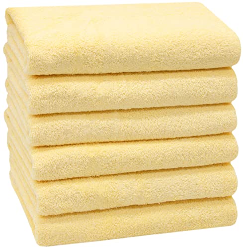 ZOLLNER 6er Set Handtücher in 50x100 cm - saugstarke und weiche Badetücher in gelb - mit praktischem Aufhänger - waschbar bis 60°C - Baumwolle - Hotelqualität von ZOLLNER