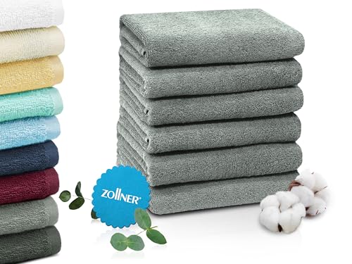 ZOLLNER 6er Set Handtücher in 50x100 cm - saugstarke und weiche Badetücher in hellgrau - mit praktischem Aufhänger - waschbar bis 60°C - Baumwolle - Hotelqualität ZOLLNER 6er Set Handtücher in 50x100 cm - saugstarke und weiche Badetücher in hellgrau - mit praktischem Aufhänger - waschbar bis 60°C - Baumwolle - Hotelqualität von ZOLLNER