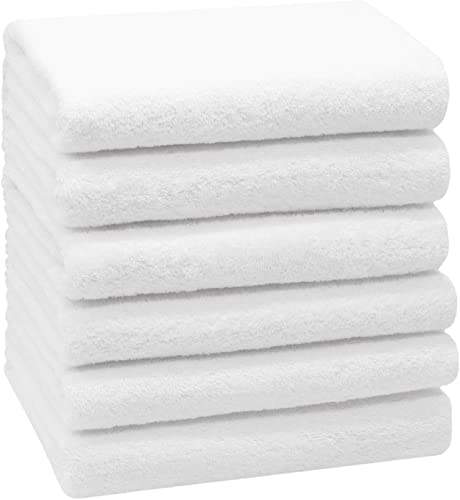ZOLLNER 6er Set Handtücher in 50x100 cm - saugstarke und weiche Badetücher in weiß - mit praktischem Aufhänger - waschbar bis 95°C - Baumwolle - Hotelqualität von ZOLLNER