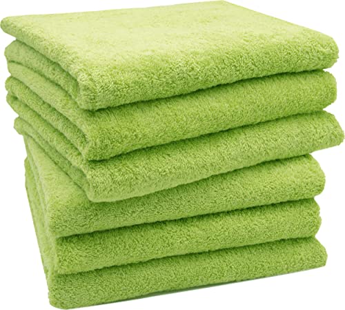 ZOLLNER 6er Set Handtücher in 50x100 cm - besonders weiche und saugstarke Gästehandtücher in grün - mit praktischem Aufhänger - waschbar bis 95°C - Baumwolle - Hotelqualität von ZOLLNER