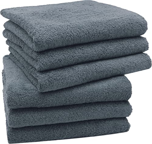ZOLLNER 6er Set Handtücher in 50x100 cm - besonders weiche und saugstarke Gästehandtücher in grau - mit praktischem Aufhänger - waschbar bis 95°C - Baumwolle - Hotelqualität von ZOLLNER
