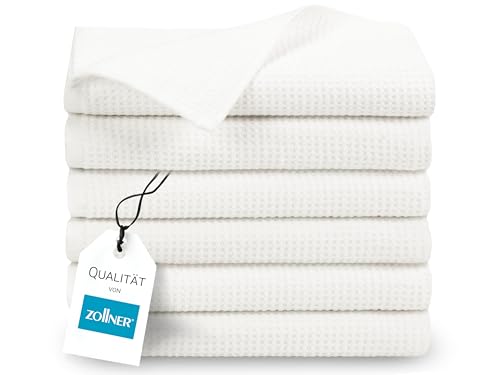 ZOLLNER 6er Set Handtücher in 50x100 cm - langlebige Frottiertücher in weiß - mit praktischem Aufhänger - Zeitloses Waffelmuster - waschbar bis 95°C - Baumwolle - Hotelqualität ZOLLNER 6er Set Handtücher in 50x100 cm - langlebige Frottiertücher in weiß - mit praktischem Aufhänger - Zeitloses Waffelmuster - waschbar bis 95°C - Baumwolle - Hotelqualität von ZOLLNER