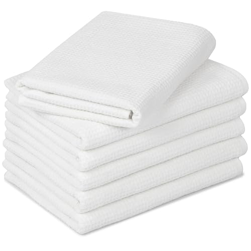 ZOLLNER 6er Set Handtücher in 50x70 cm - langlebige Frottiertücher in weiß - mit praktischem Aufhänger - Zeitloses Waffelmuster - waschbar bis 95°C - Baumwolle - Hotelqualität von ZOLLNER