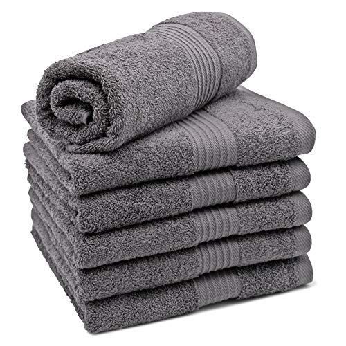 ZOLLNER 6er Set Handtücher aus 100% Baumwolle, 550 g/qm, ca. 50x100 cm, grau von ZOLLNER