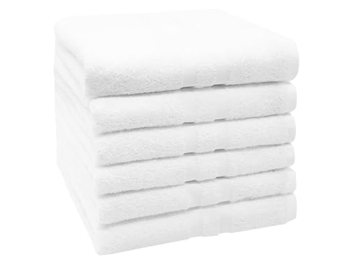 ZOLLNER 6er Set Handtücher in 50x100 cm - Flauschige Duschtücher aus Baumwolle - mit moderner Streifenbordüre - waschbar bis 95°C - mit praktischem Aufhänger - in weiß - Hotelqualität ZOLLNER 6er Set Handtücher in 50x100 cm - Flauschige Duschtücher aus Baumwolle - mit moderner Streifenbordüre - waschbar bis 95°C - mit praktischem Aufhänger - in weiß - Hotelqualität von ZOLLNER