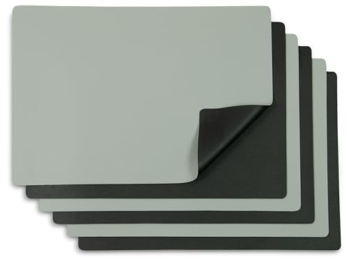 ZOLLNER 6er Set Tischset, wasserdicht, aus PVC und Polyester, 30x42 cm, schwarz und Silber von ZOLLNER