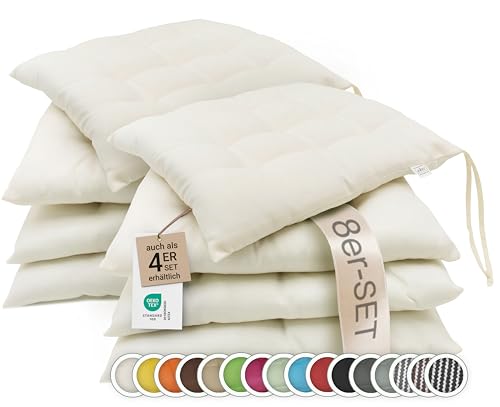 ZOLLNER 8er Set Sitzkissen in 40x40cm - gemütliche Stuhlkissen mit Bindebänder - waschbar bis 30°C - in Creme - Oeko Tex® Zertifiziert ZOLLNER 8er Set Sitzkissen in 40x40cm - gemütliche Stuhlkissen mit Bindebänder - waschbar bis 30°C - in Creme - Oeko Tex® Zertifiziert von ZOLLNER