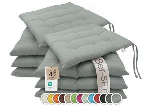 ZOLLNER 8er Set Sitzkissen in 40x40cm - gemütliche Stuhlkissen mit Bindebänder - waschbar bis 30°C - in grau - Oeko Tex® Zertifiziert ZOLLNER 8er Set Sitzkissen in 40x40cm - gemütliche Stuhlkissen mit Bindebänder - waschbar bis 30°C - in grau - Oeko Tex® Zertifiziert von ZOLLNER