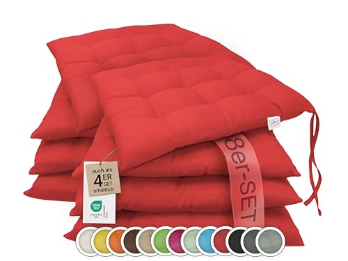 ZOLLNER 8er Set Sitzkissen in 40x40cm - gemütliche Stuhlkissen mit Bindebänder - waschbar bis 30°C - in rot - Oeko Tex® Zertifiziert ZOLLNER 8er Set Sitzkissen in 40x40cm - gemütliche Stuhlkissen mit Bindebänder - waschbar bis 30°C - in rot - Oeko Tex® Zertifiziert von ZOLLNER
