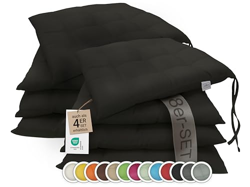 ZOLLNER 8er Set Sitzkissen in 40x40cm - gemütliche Stuhlkissen mit Bindebänder - waschbar bis 30°C - in schwarz - Oeko Tex® Zertifiziert ZOLLNER 8er Set Sitzkissen in 40x40cm - gemütliche Stuhlkissen mit Bindebänder - waschbar bis 30°C - in schwarz - Oeko Tex® Zertifiziert von ZOLLNER