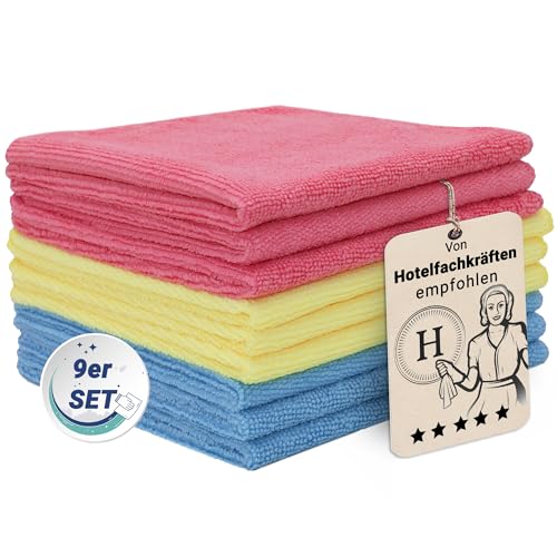 ZOLLNER 9er Set Mikrofasertücher für streifenfreien Glanz - flusenfreie und saugstarke Reinigungstücher - waschbar bis 60°C - mehrfarbig in 32x32cm - Hotelqualität ZOLLNER 9er Set Mikrofasertücher für streifenfreien Glanz - flusenfreie und saugstarke Reinigungstücher - waschbar bis 60°C - mehrfarbig in 32x32cm - Hotelqualität von ZOLLNER
