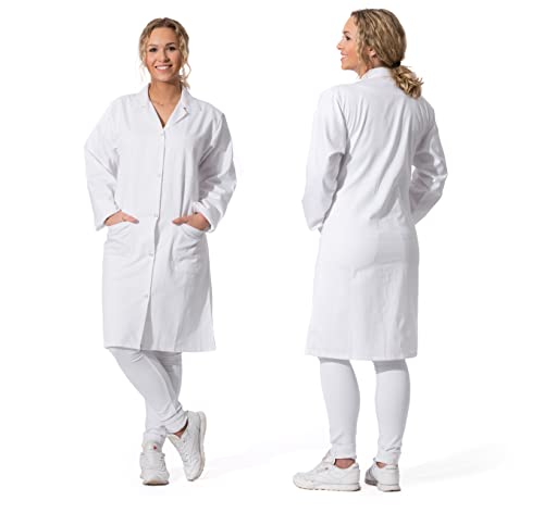 ZOLLNER Damen Laborkittel lang - Arztkittel mit praktischen Taschen und Druckknöpfen - Baumwolle - Größe 48 - waschbar bis 95°C - Oeko Tex® zertifiziert von ZOLLNER