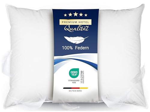ZOLLNER Federkissen - Made in Germany – Füllung aus 100% Federn - Bezug aus hochwertiger Baumwolle - waschbar bis 60°C - 70x90 cm - Hotelqualität von ZOLLNER