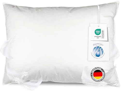 ZOLLNER Kopfkissen aus 90% Federn und 10% Daunen - Made in Germany - für Allergiker geeignet – Bezug aus hochwertiger Baumwolle - waschbar bis 60°C - 60x80 cm - Hotelqualität von ZOLLNER