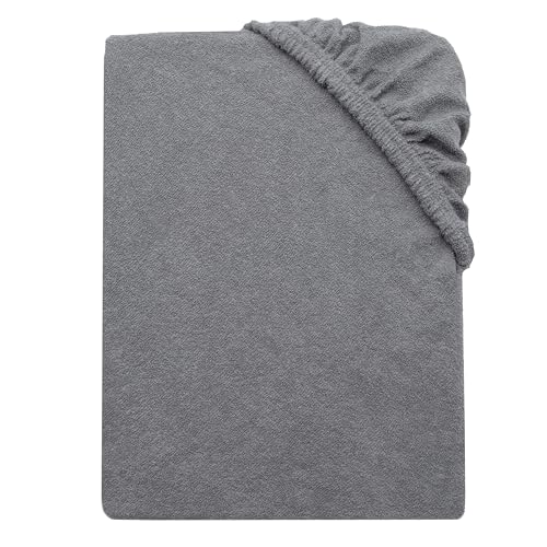 ZOLLNER Frottier-Spannbettlaken für Kinder in 70x140cm - Steghöhe bis 22cm - Mischgewebe - mit praktischem Gummizug - waschbar bis 95°C - in grau - Oeko Tex® Zertifiziert von ZOLLNER
