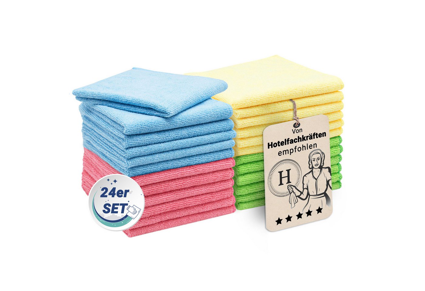 ZOLLNER Geschirrtuch, (Spar-Set, 24-tlg), Mikrofasertücher, 32 x 32 cm, 80% Polyester, 20% Polyamid, vom Hotelwäschespezialisten von ZOLLNER