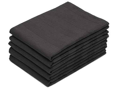 ZOLLNER 5er Set Geschirrtücher - Baumwolle in 50x70 cm - saugstarke und strapazierfähige Küchentücher - waschbar bis 60°C – in Graphit - Gastronomiequalität - Oeko Tex® Zertifiziert von ZOLLNER