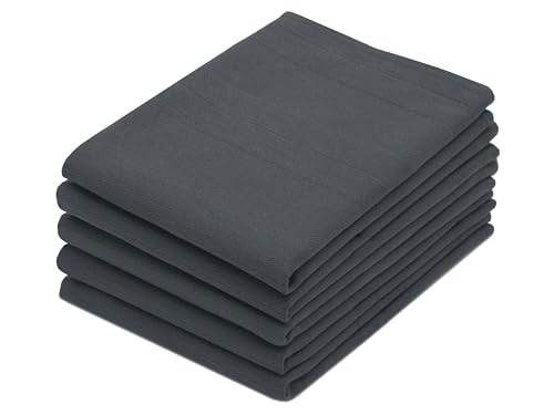 ZOLLNER 5er Set Geschirrtücher - Baumwolle in 50x70 cm - saugstarke und strapazierfähige Küchentücher - waschbar bis 60°C – in Graphit - Gastronomiequalität - Oeko Tex® Zertifiziert von ZOLLNER