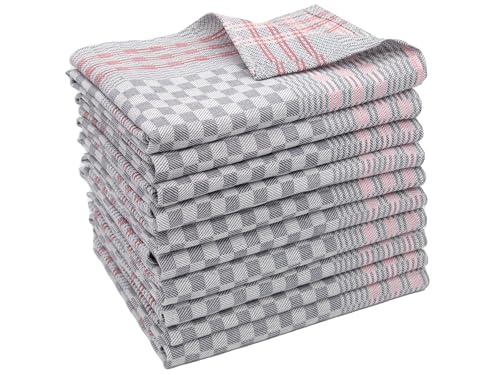 ZOLLNER 10er Set Geschirrtücher - Baumwolle in 50x100 cm - langlebige und strapazierfähige Küchentücher - waschbar bis 95°C – in grau kariert - Gastronomiequalität - Oeko Tex® Zertifiziert von ZOLLNER