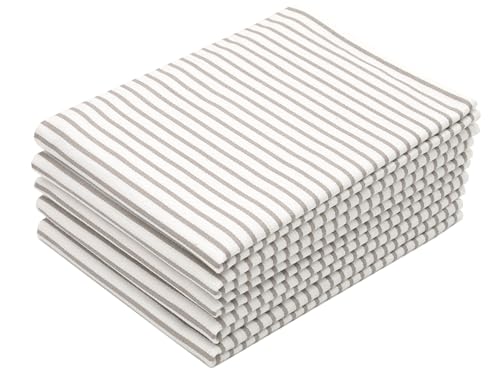 ZOLLNER Geschirrtücher 5er-Set, 100% Baumwolle, 50x70 cm, weiß-Taupe-gestreift von ZOLLNER
