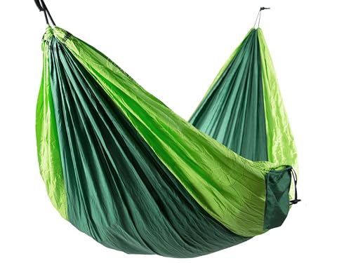 ZOLLNER Hängematte 300x200 cm - Ultraleicht für bis zu Zwei Personen - atmungsaktiv und schnelltrocknend - mit integrierter Tragetasche - Ultra Leichter Stoff - extrem belastbar - in grün von ZOLLNER