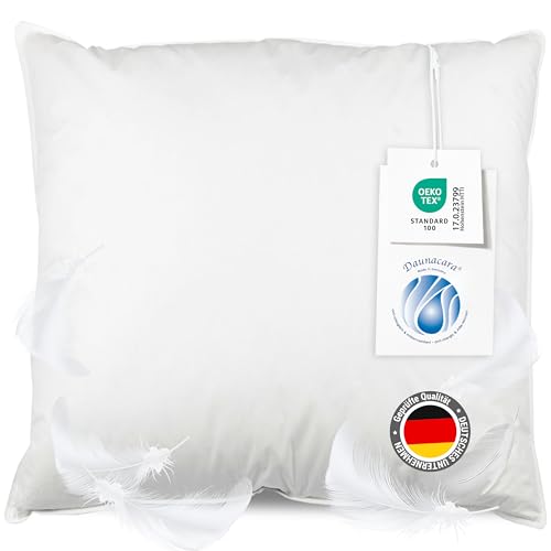 ZOLLNER Kopfkissen aus 100% Federn - Made in Germany - für Allergiker geeignet – Bezug aus hochwertiger Baumwolle - waschbar bis 60°C - 80x80 cm - Hotelqualität von ZOLLNER