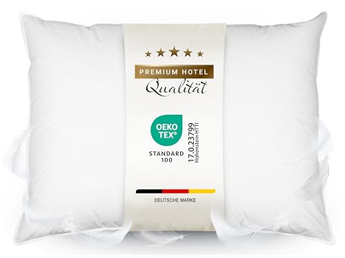 ZOLLNER Kopfkissen aus 85% Federn und 15% Daunen - Made in Germany – für Allergiker geeignet – Bezug aus hochwertiger Baumwolle - waschbar bis 60°C - 60x80 cm - Hotelqualität von ZOLLNER