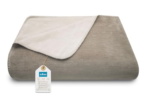 ZOLLNER Kuscheldecke zweifarbig in 220x240 cm - kuschelige Sofadecke in Fango - waschbar bis 40°C - langlebiges Mischgewebe - Hotelwäschequalität - Oeko Tex® Zertifiziert von ZOLLNER