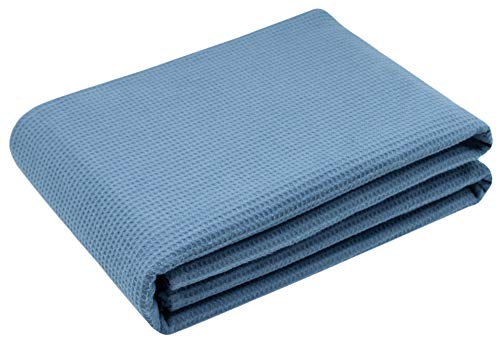 ZOLLNER Waffelpique Decke, 150x200 cm, Baumwolle, atmungsaktiv, blau von ZOLLNER