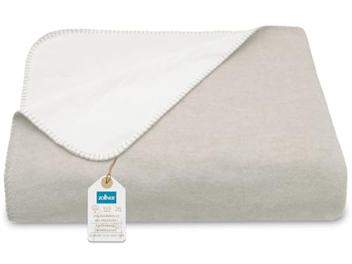 ZOLLNER Kuscheldecke zweifarbig in 150x200 cm - kuschelige Sofadecke in beige - waschbar bis 40°C - langlebiges Mischgewebe - Hotelwäschequalität - Oeko Tex® Zertifiziert von ZOLLNER