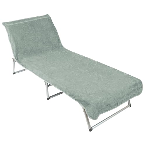 ZOLLNER Schonbezug - weiches und saugstarkes Strandtuch in 75x215 cm - waschbar bis 60°C - Baumwolle in Salbei - Fester Halt durch eingenähte Kapuze - Oeko Tex® Zertifiziert von ZOLLNER