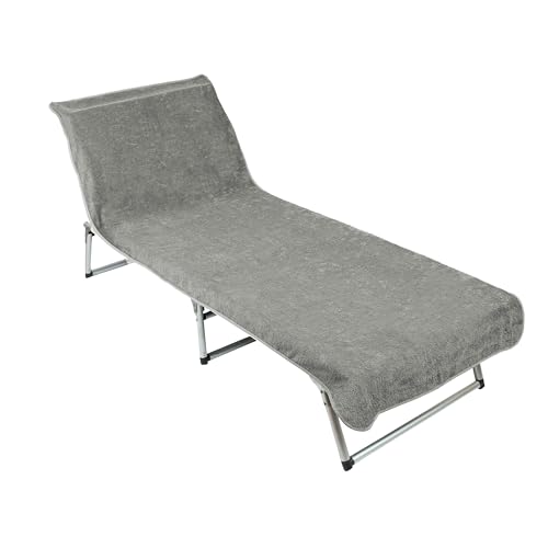 ZOLLNER Schonbezug - weiches und saugstarkes Strandtuch in 75x215 cm - waschbar bis 60°C - Baumwolle in hellgrau - Fester Halt durch eingenähte Kapuze - Oeko Tex® Zertifiziert von ZOLLNER