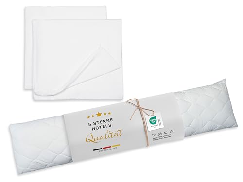 ZOLLNER Seitenschläferkissen Set aus 1x Kissen und 2X Bezügen - 40x145 cm - Entlastung für Rücken, Hüfte, Beine und Bauch - als Stillkissen geeignet - Oeko Tex® Zertifiziert von ZOLLNER