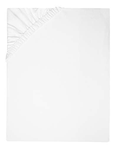 ZOLLNER Spannbettlaken, 100x220 cm, 100% Baumwolle, 180g/qm, Steg 20 cm, Weiß von ZOLLNER