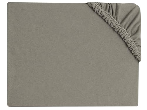 ZOLLNER Spannbettlaken für Kinder in 140x200cm - Matratzenhöhe bis 20cm - Baumwolle - mit praktischem Gummizug - waschbar bis 60°C - in Taupe - Oeko Tex® Zertifiziert von ZOLLNER