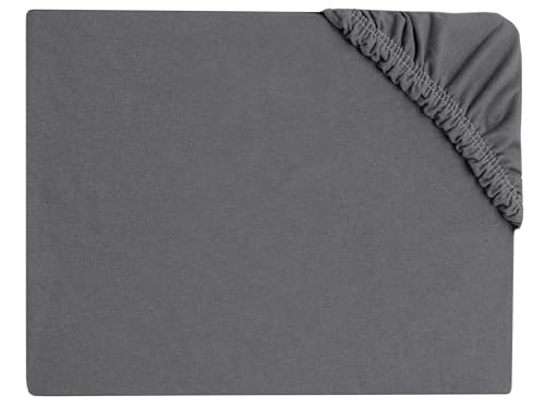 ZOLLNER Spannbettlaken für Kinder in 140x200cm - Matratzenhöhe bis 20cm - Baumwolle - mit praktischem Gummizug - waschbar bis 60°C - in anthrazit - Oeko Tex® Zertifiziert von ZOLLNER