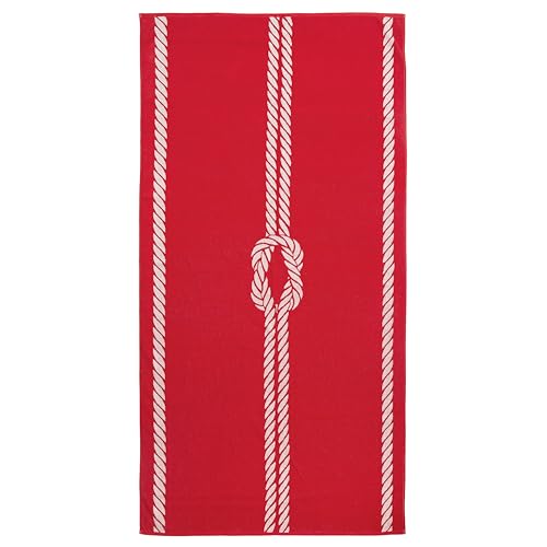 ZOLLNER Strandlaken - saugstarkes und strapazierfähiges Handtuch in 100x200 cm - waschbar bis 60°C - Baumwolle in rot - Elegantes Seil und Knoten Design - Oeko Tex® Zertifiziert von ZOLLNER