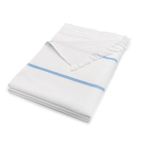 ZOLLNER Strandtuch - hautfreundliches und weiches Hamamtuch in 90x160 cm - waschbar bis 60°C - Baumwolle - sommerliches Design mit schmalen blauen Streifen - Oeko Tex® Zertifiziert von ZOLLNER