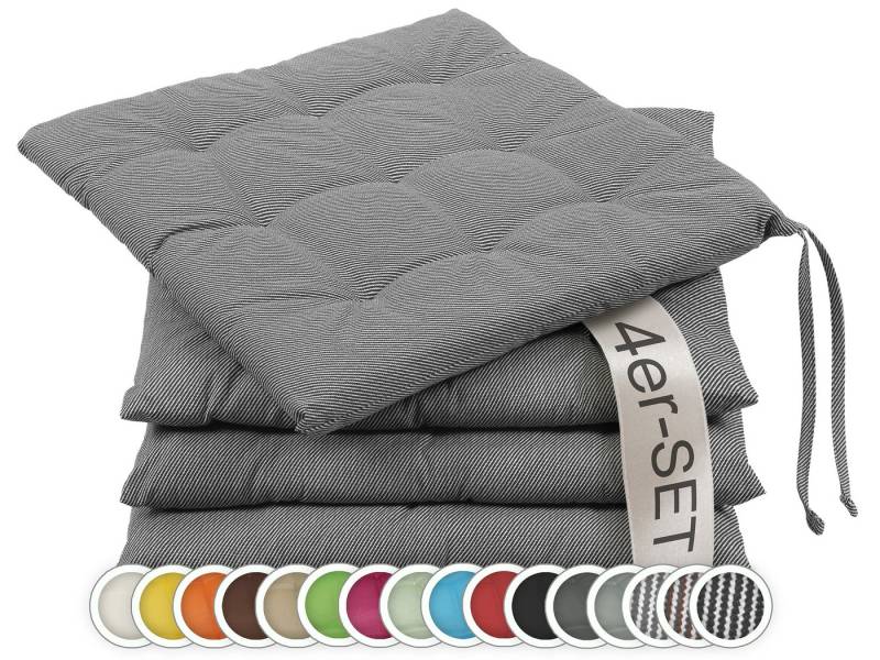 ZOLLNER Stuhlkissen, 40 x 40 x 3 cm, mit Bindebänder, für Indoor und Outdoor von ZOLLNER