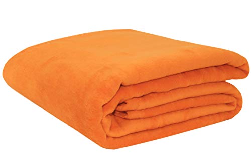 ZOLLNER Kuscheldecke, 220 x 240 cm, Baumwollmix, 425g/qm, orange von ZOLLNER