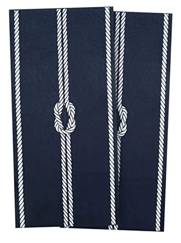 ZOLLNER 2er Set Strandlaken - saugstarkes und strapazierfähiges Handtuch in 100x200 cm - waschbar bis 60°C - Baumwolle in blau - Elegantes Seil und Knoten Design - Oeko Tex® Zertifiziert von ZOLLNER