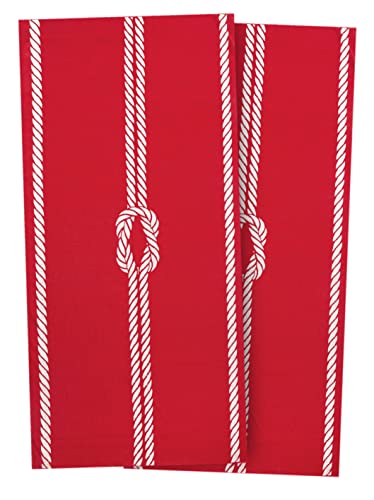 ZOLLNER 2er Set Strandlaken - saugstarke und strapazierfähige Handtücher in 100x200 cm - waschbar bis 60°C - Baumwolle in rot - Elegantes Seil und Knoten Design - Oeko Tex® Zertifiziert von ZOLLNER