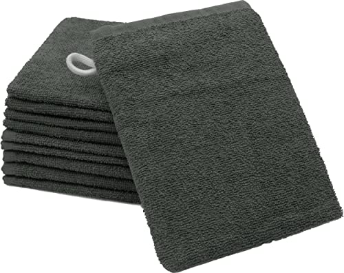 Zollner 10er-Set Waschhandschuhe, 100% Baumwolle, ca. 16x21 cm, 400g/qm, anthrazit von ZOLLNER