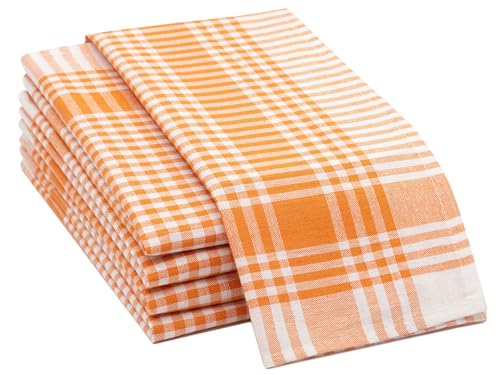 ZOLLNER 5er Set Geschirrtücher, 50x70 cm, 100% Baumwolle, 180g/qm, orange kariert von ZOLLNER