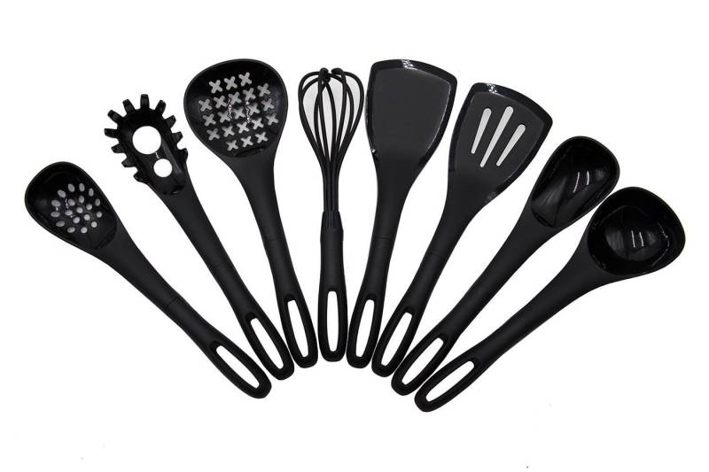 ZOLLNER24 Kochbesteck-Set (8-tlg., 1x Schaumlöffel, 1x Suppenkelle, 1x Servierlöffel, 1x Löffelsieb, 1x Spaghettilöffel, 1x Pfannenwender, 1x Pfannenwender geschlitzt, 1x Schneebesen), spülmaschinengeeignet von ZOLLNER24