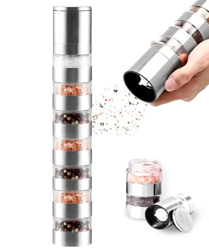 ZOLMER® Modulare Salz und Pfeffermühle 2 in 1 mit 7 Kammern – Edelstahl Salz Pfeffer Mühle & Gewürzmühle – Pfeffer- und Salzmühle, nachfüllbar & modern von ZOLMER