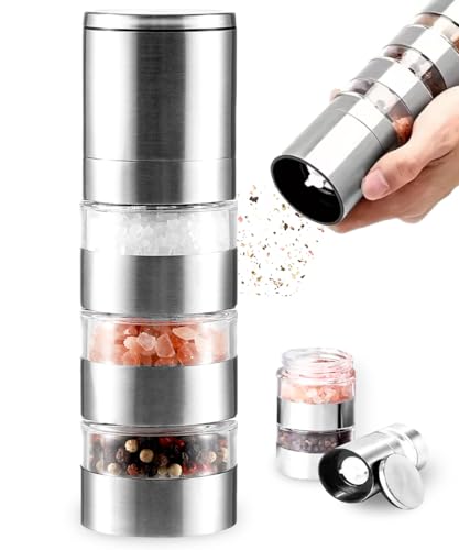 Zolmer® Modulare Salz und pfeffermühle 2 in 1 mit 3 Kammern – Edelstahl Salz Pfeffer Mühle & Gewürzmühle - Pfeffer- und Salzmühle, nachfüllbar & modern von ZOLMER