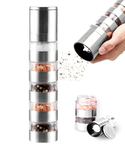 Zolmer® Modulare Salz und pfeffermühle 2 in 1 mit 5 Kammern – Edelstahl Salz Pfeffer Mühle & Gewürzmühle – Pfeffer- und Salzmühle, nachfüllbar & modern von ZOLMER